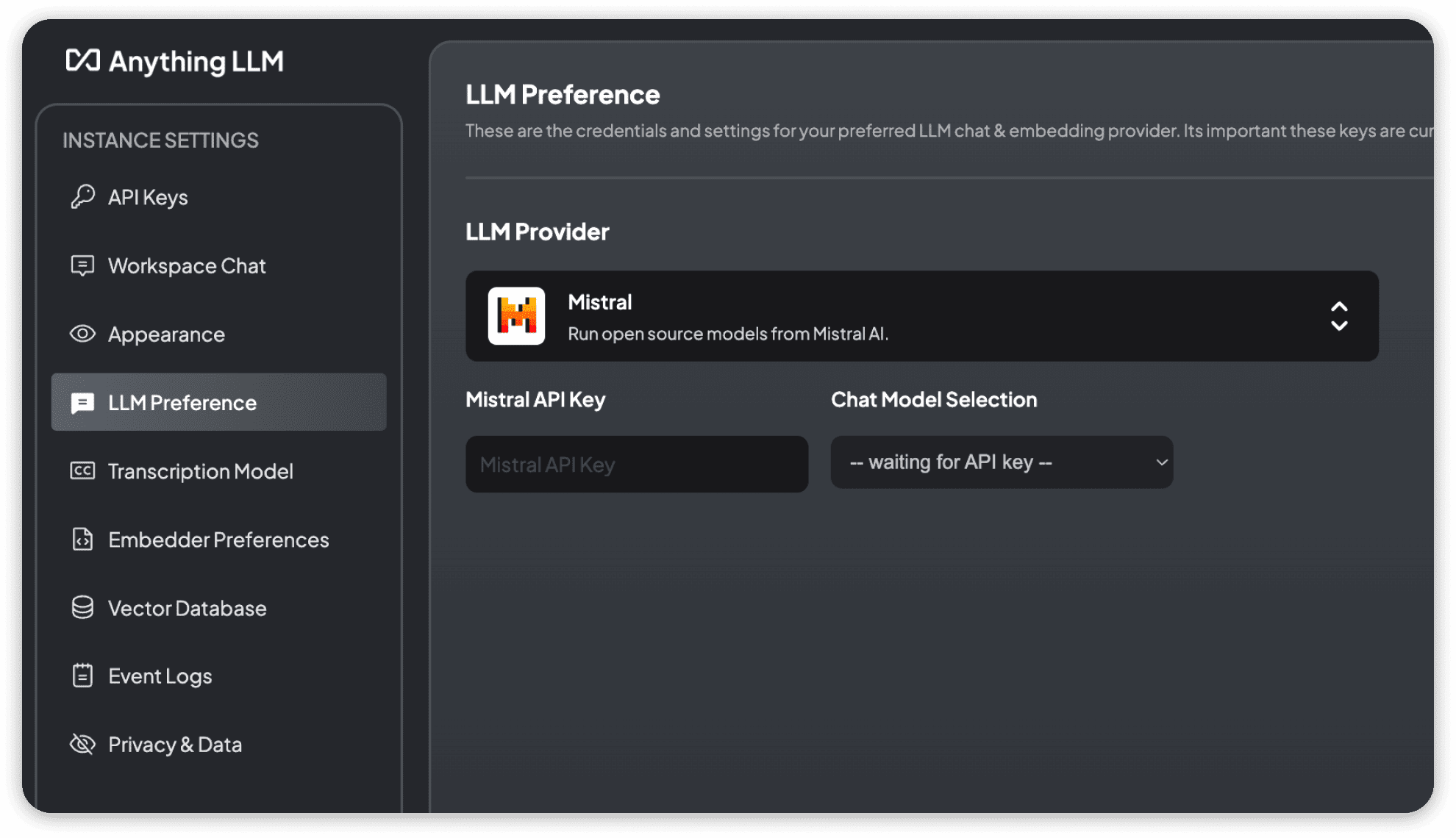 Mistral LLM settings