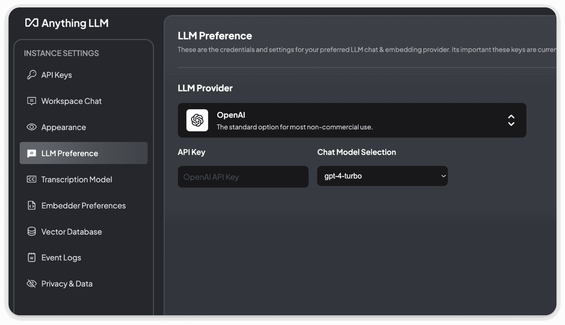 OpenAI LLM settings