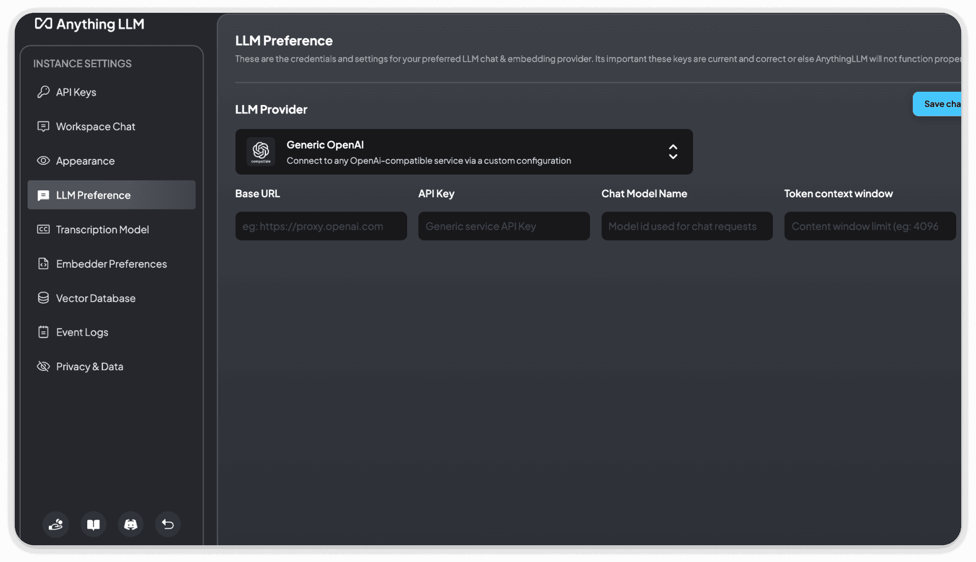 OpenAI (Generic) LLM settings