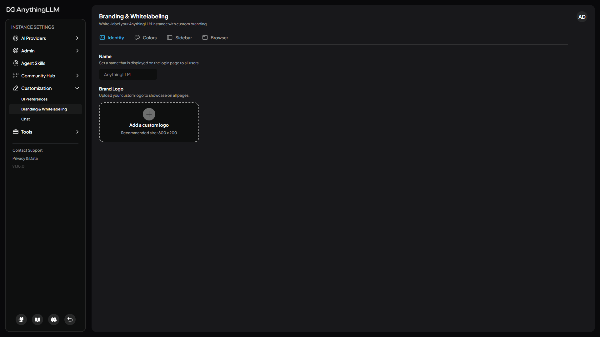 Branding & Whitelabeling settings