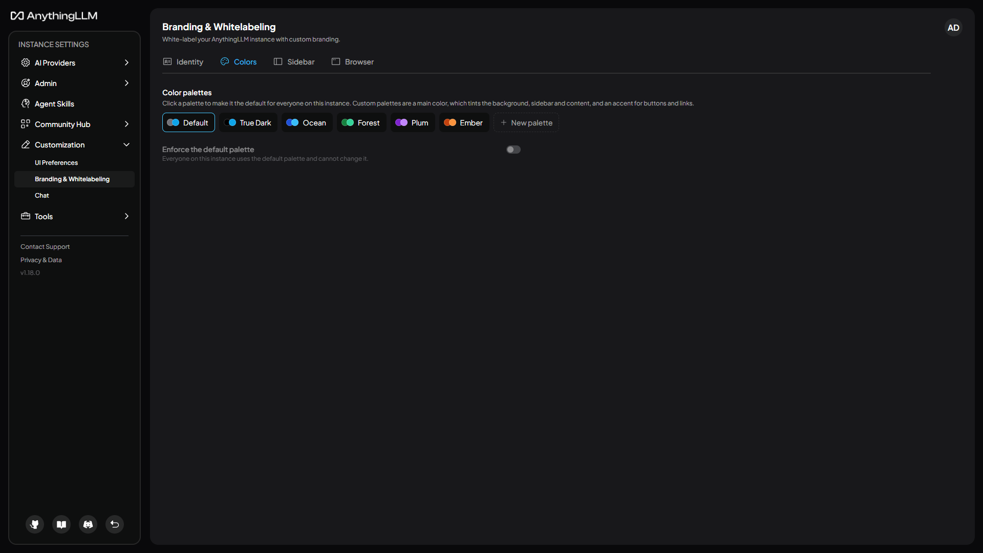 Colors tab