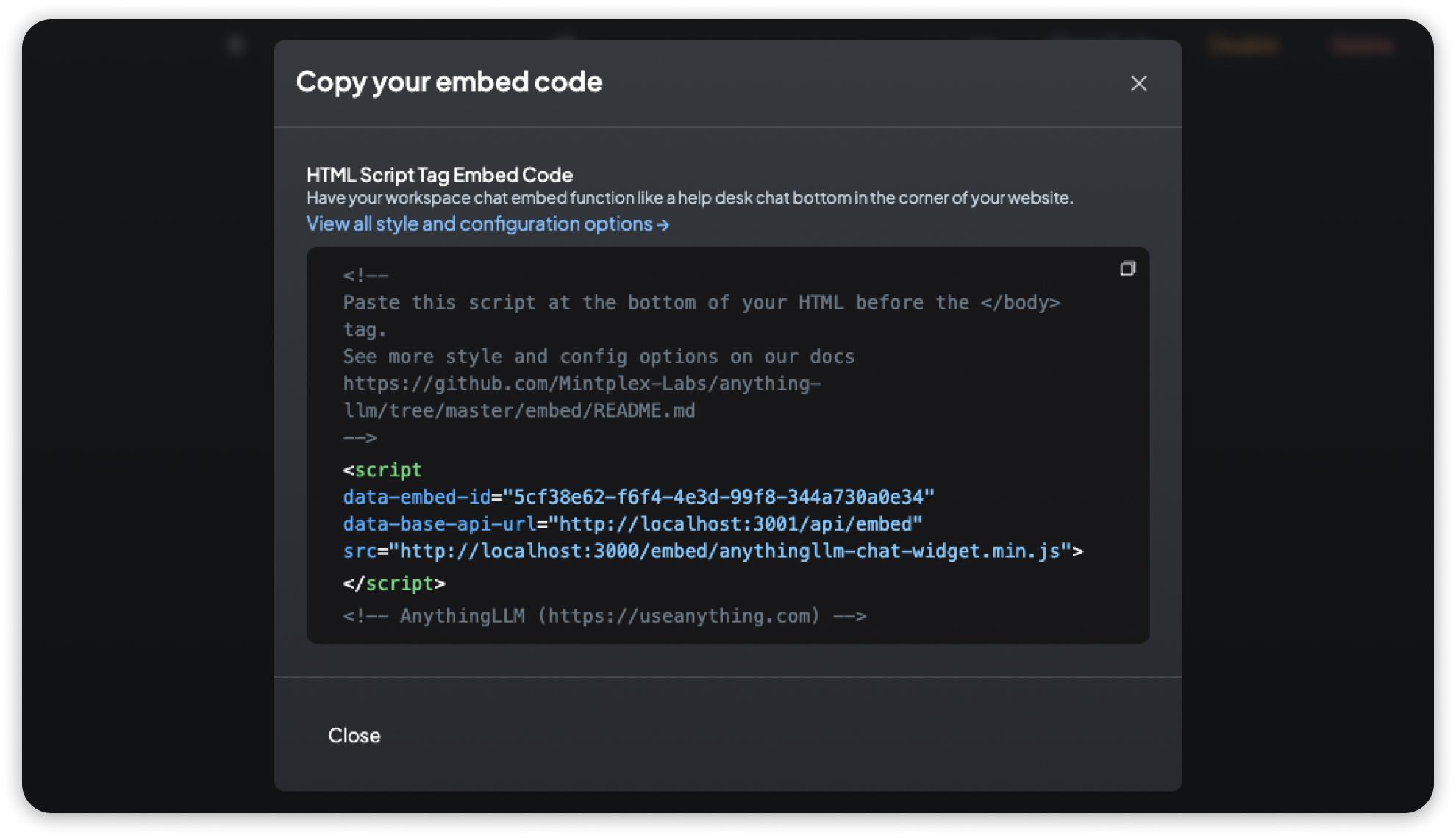Embedded Chat Code