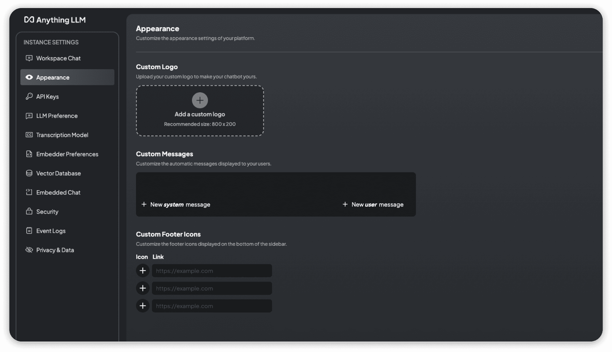 Appearance Settings Page