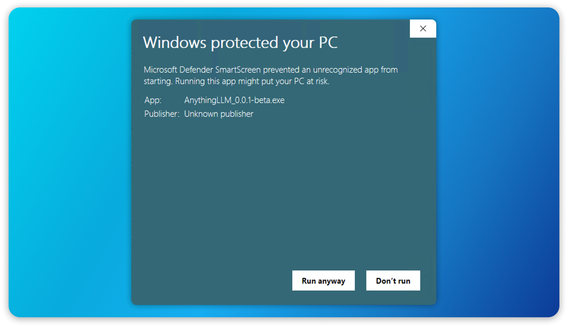 AnythingLLM Windows Install Anti Virus Warning