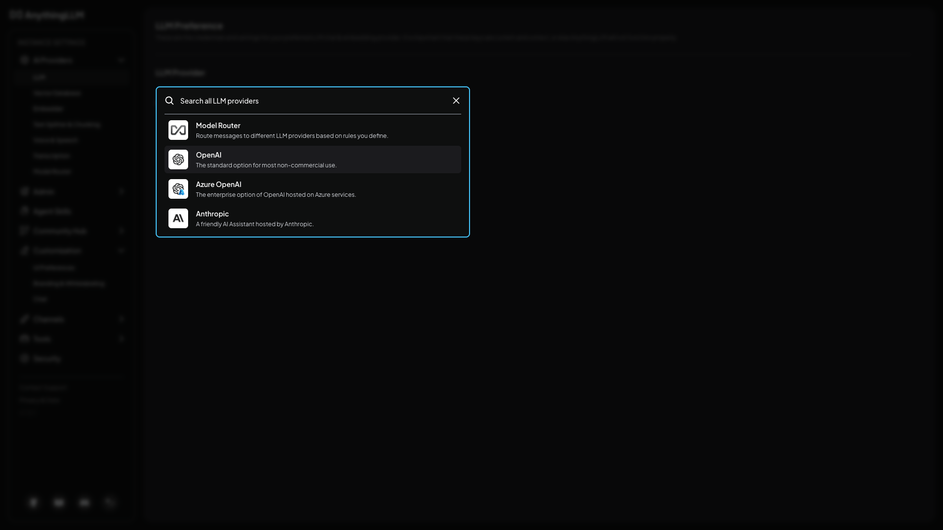Model Router shown in the LLM provider list