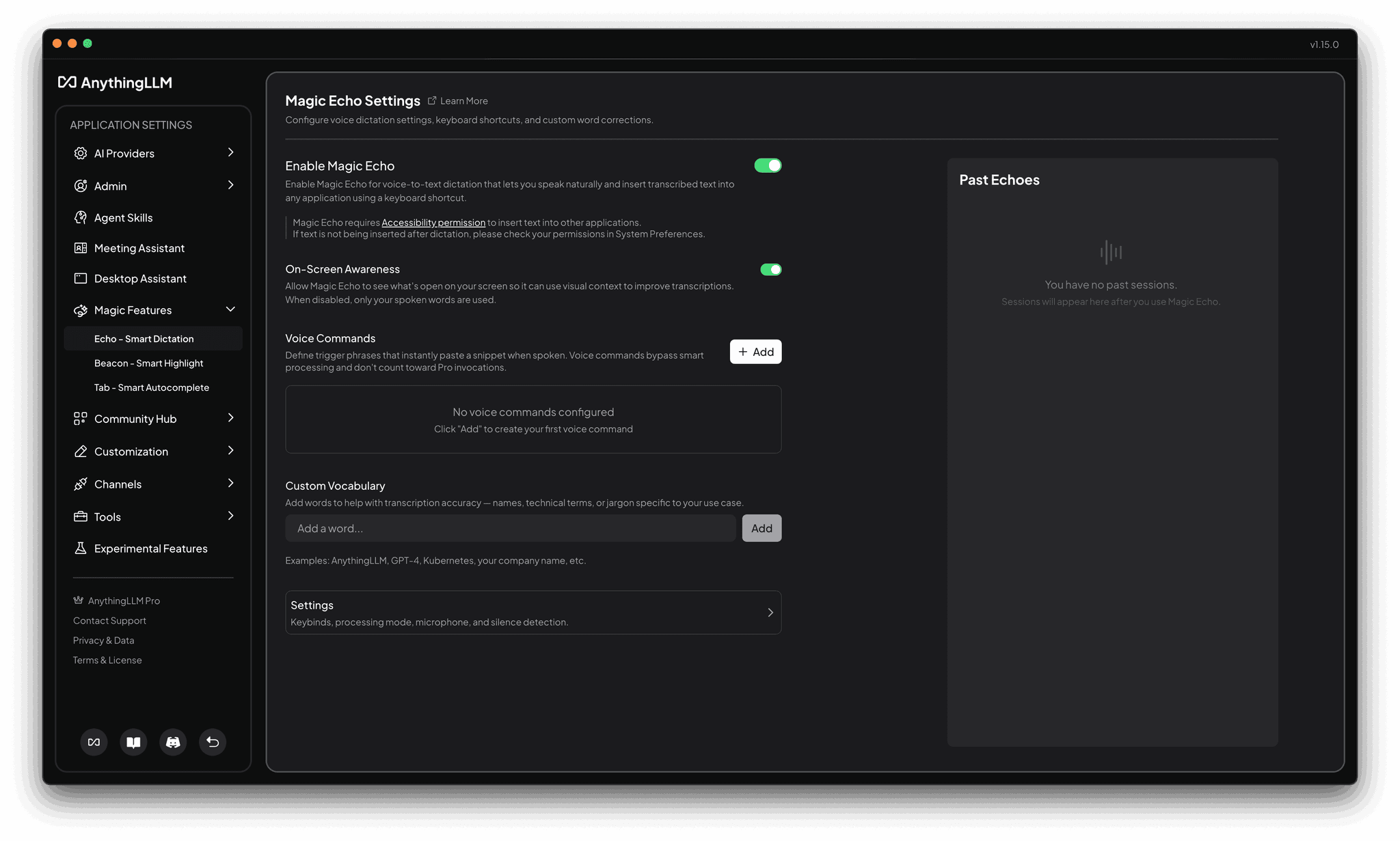 Magic Echo Settings